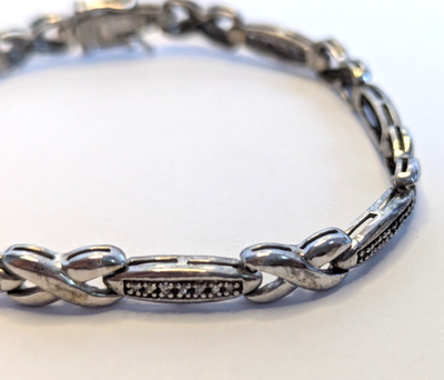 Silver Tennis Bracelet Cubic Zirconia 18.5cm Hallmarked 925 Sterling Stamped
