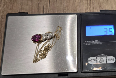 Tourmaline Pendant Necklace 9ct Multi Tone Gold Hallmarked Chain 47cm Long