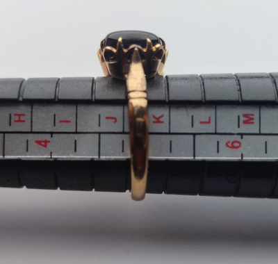 9ct Gold Ring Sheen Obsidian Solid Band Hallmark Size J