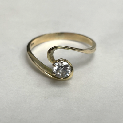 Vintage 14ct Yellow Gold Ring Cubic Zirconia Stone Solitaire Stamped Size P