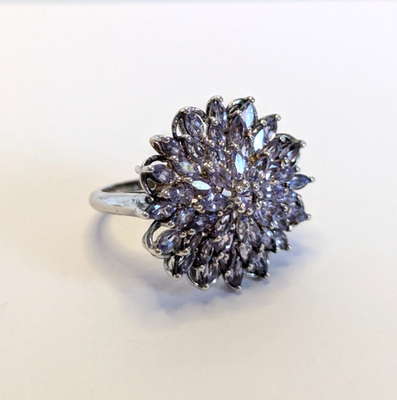 Silver Ring Tanzanite 925 Sterling Silver Stamped Size Q 1/2 6.2g