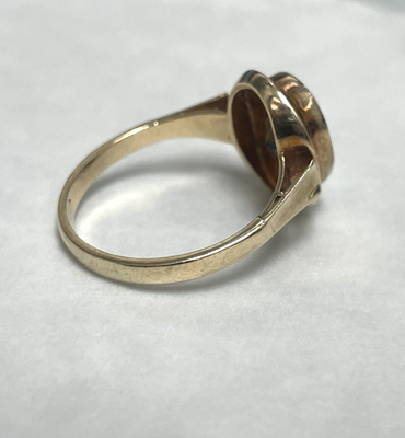 9ct Gold Ring Smokey Quartz 1975 Solid Band Hallmark Size P Vintage