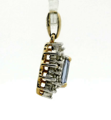 9ct Gold Oval Pendant Tanzanite Diamond 0.24ct Stones UK Hallmarked 1.7g