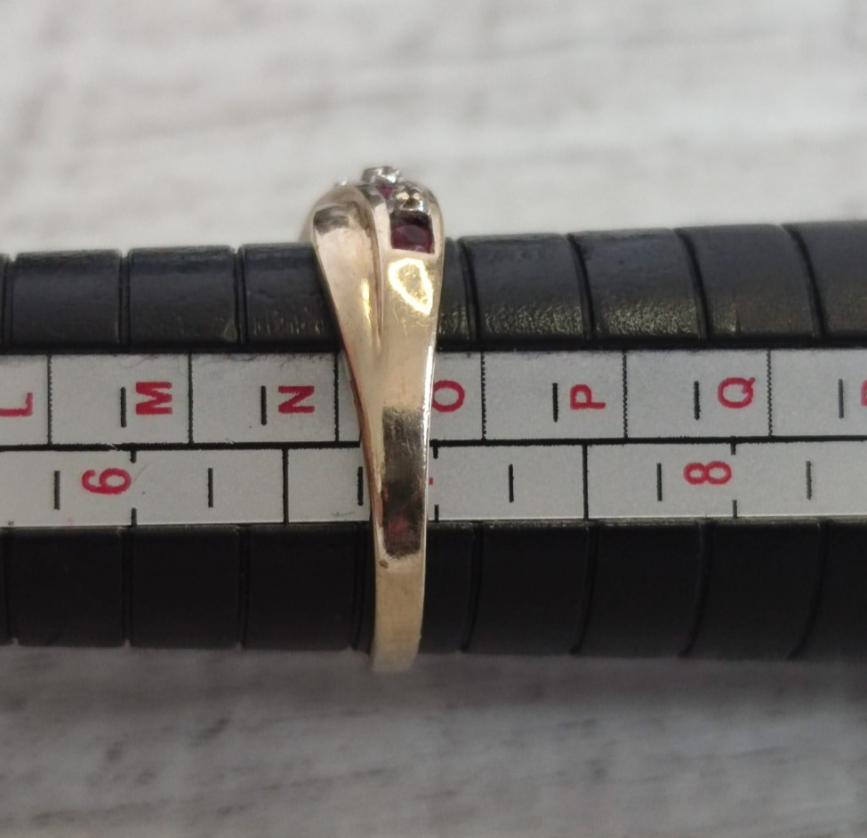 9ct Gold Ruby Diamond Ring Size N 1/2 Natural Hallmarked 2g