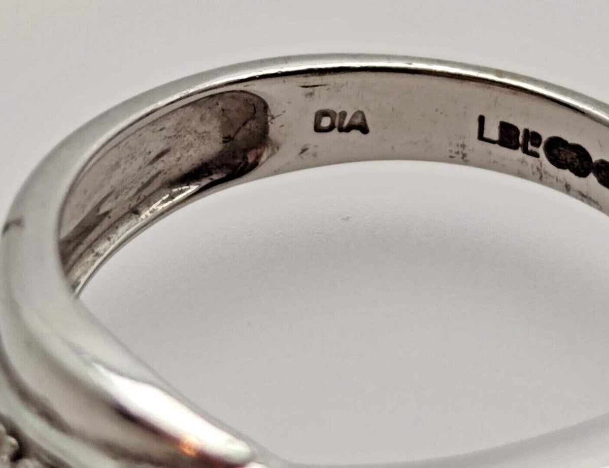 9ct White Gold Ring Diamond Hallmark Size J 1/2