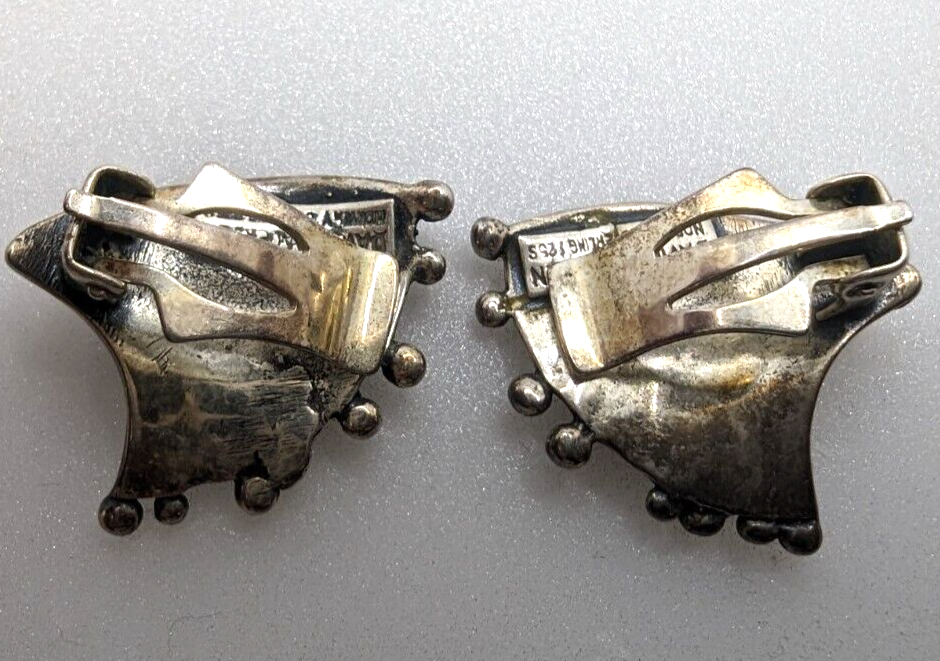 Vintage David Andersen Norway Sterling Silver 925S Fan Clip On Earrings 8.5g