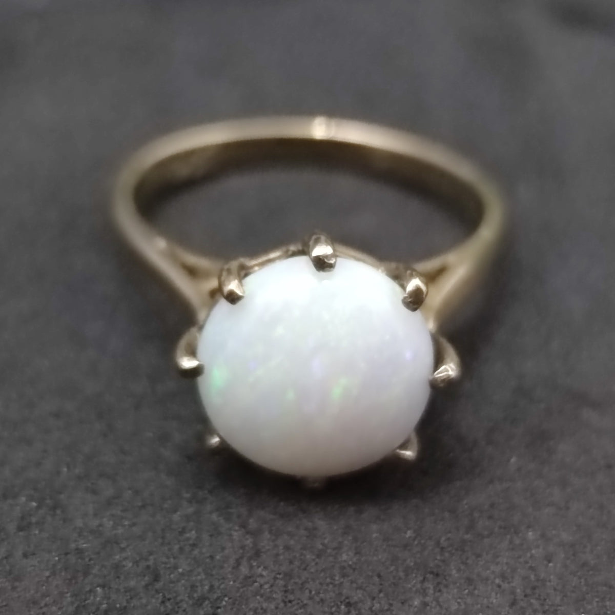 Opal 9ct Yellow Gold Ring Size M 1/2 Stamped 375 Solitaire Oct 3.2g