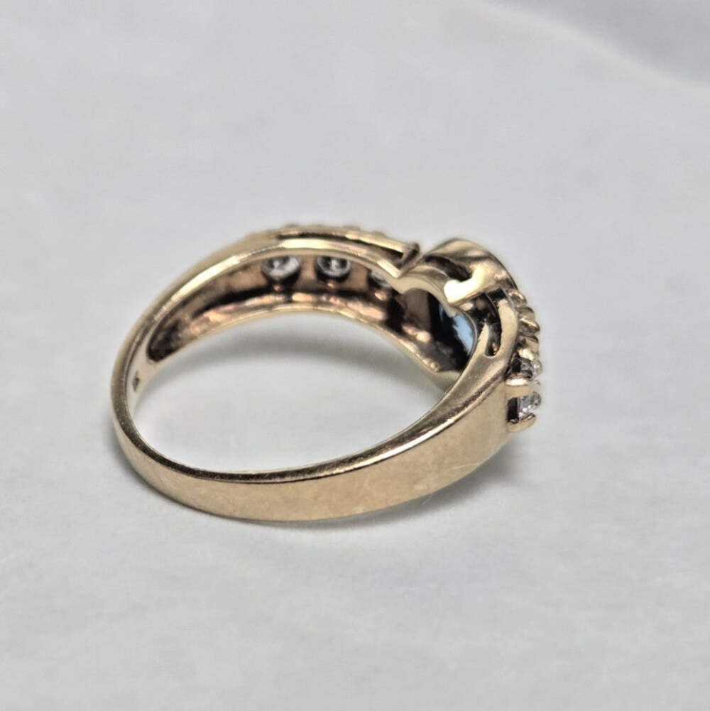 9ct Gold Ring Blue Topaz Hallmarked Size L 1/2