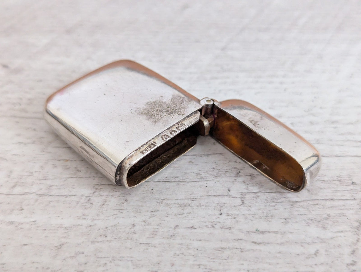 Antique 1891 Sterling Silver Vesta Case Birmingham Hallmarked 35 x 45mm