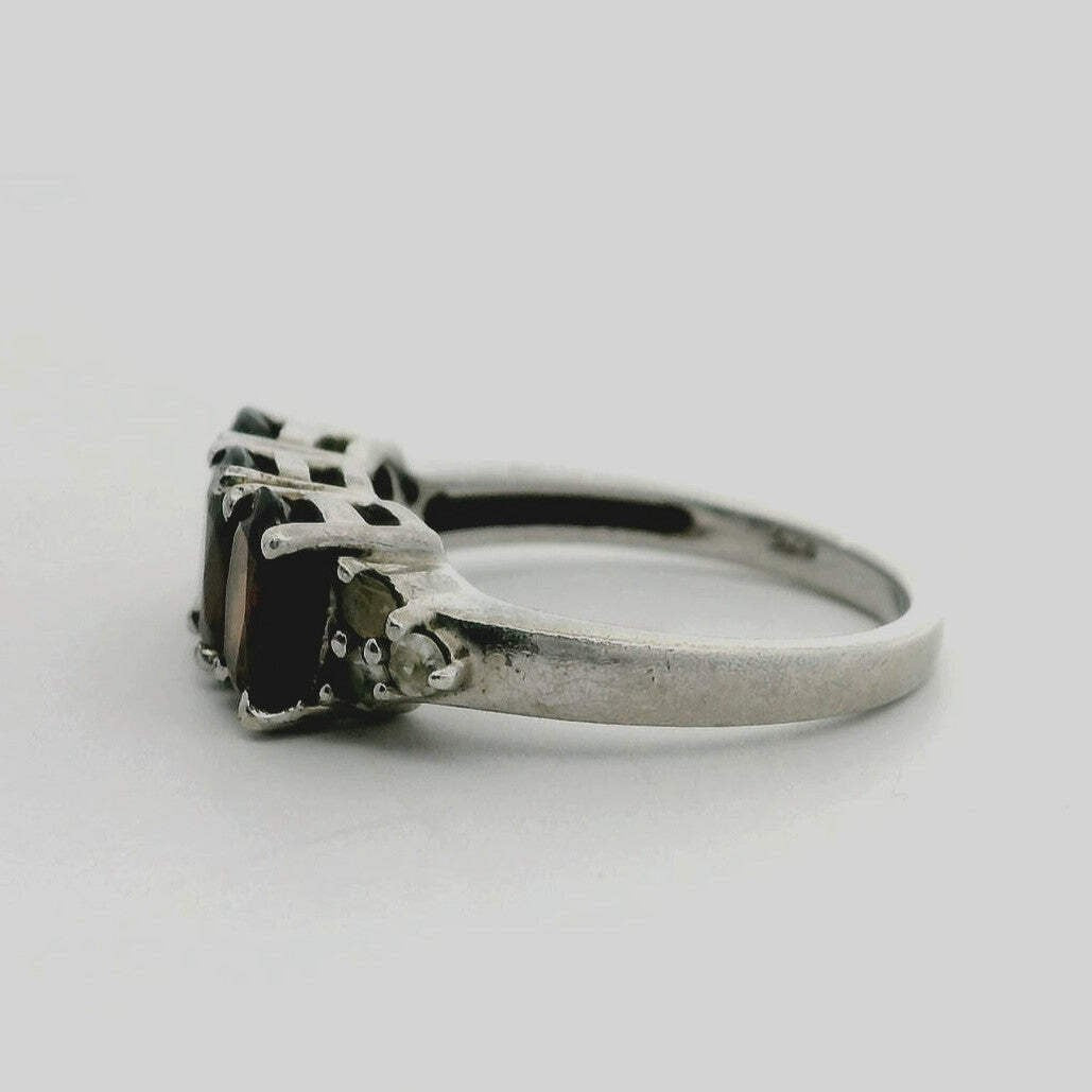 Silver Ring Zircon Stones 925 Stamped Size N Certification Prong Setting