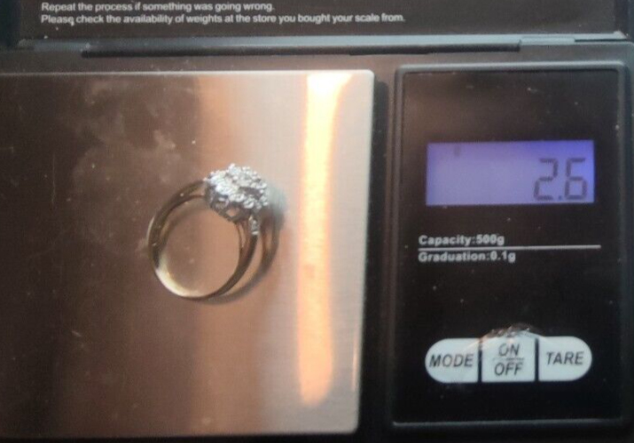 9ct Gold Ring Diamond 0.05ct Solid Band Metal Hallmark Size L