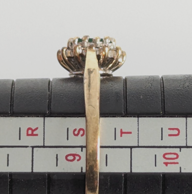 9ct Gold Ring Emerald Diamond Gemstones Size S Hallmarked 1.9g Halo Setting