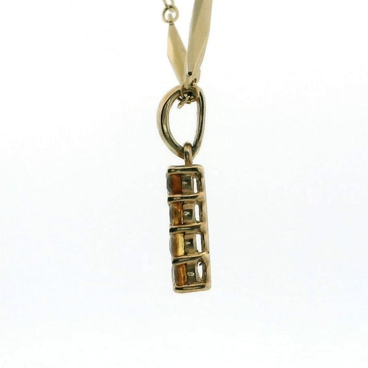 9ct Yellow Gold Pendant Topaz Stones UK Hallmarked Size 7.4mm x 24mm 2.7g
