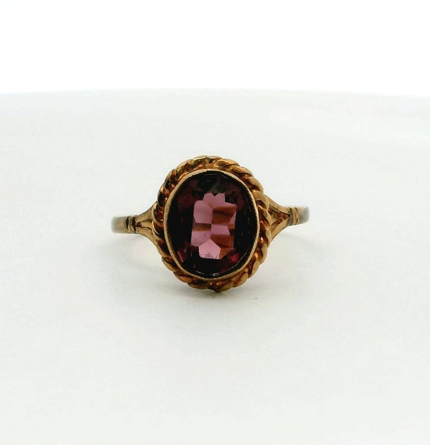 9ct Gold Ring Amethyst Purple Vintage Solitaire Hallmark Size R