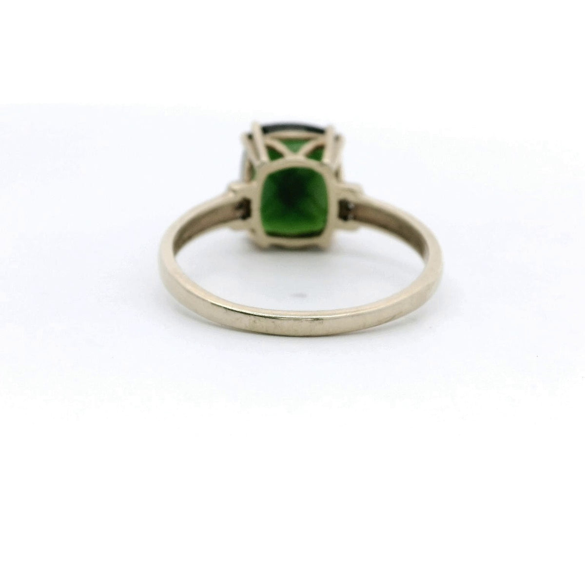 9ct Gold Ring Diopside Diamond Gemstone Size T 1/2 Hallmark 3g Cocktail Green