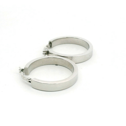 9ct White Gold Hoop Earrings Lever Backs UK Hallmark 25mm x 25mm 2.7g