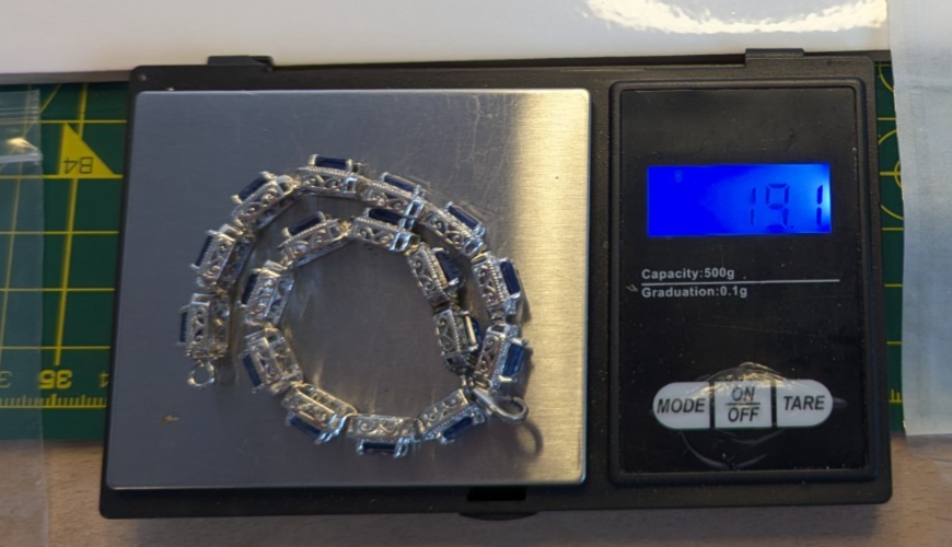 Silver Tennis Bracelet Crystal Stones 19cm Box Clasp Link Hallmarked 925 Stamped