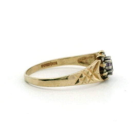 9ct Gold Ring Cubic Zirconia Hallmark Size P 1/2