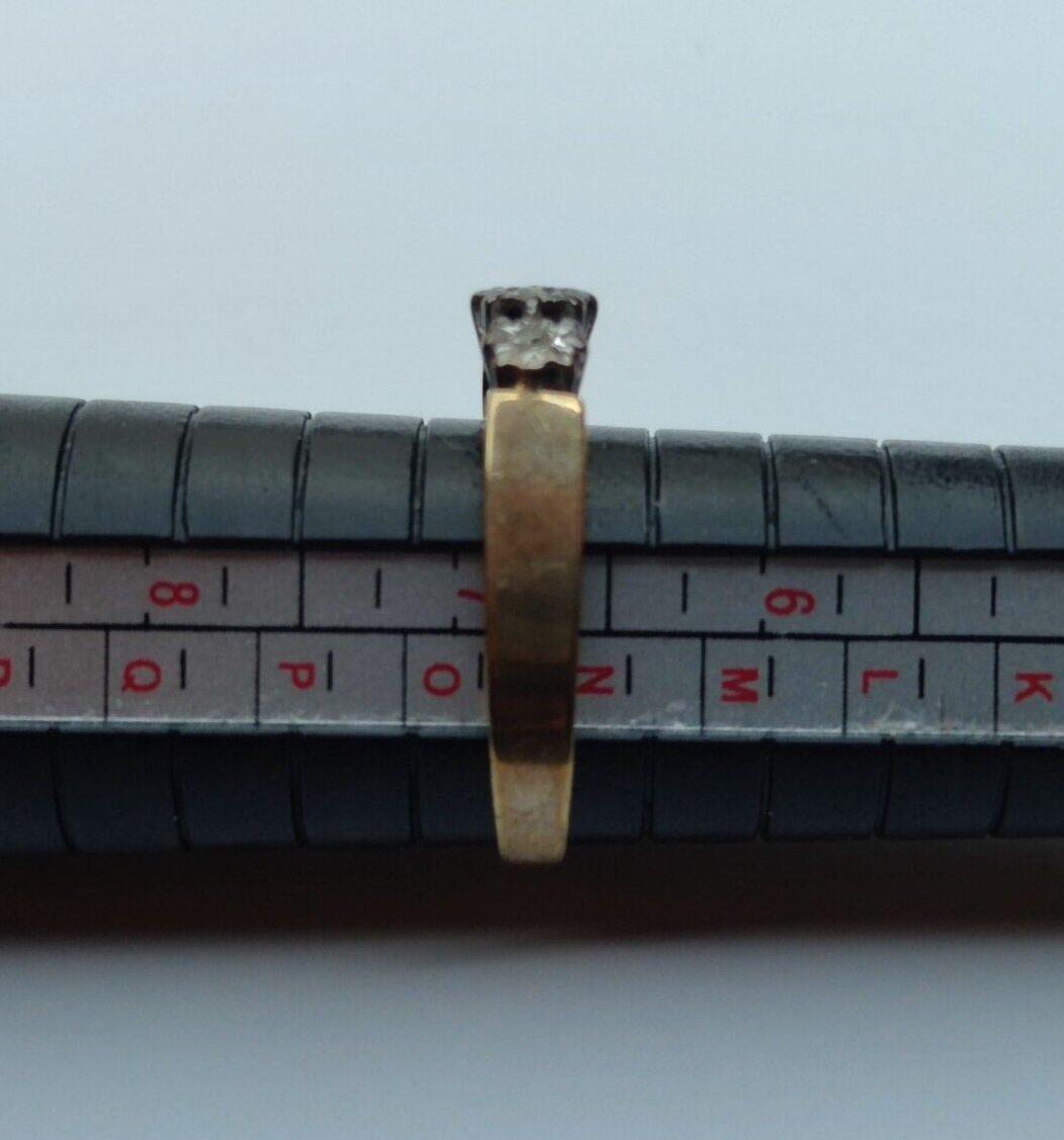 9ct Gold Ring Diamond Three Hallmark Size N Vintage