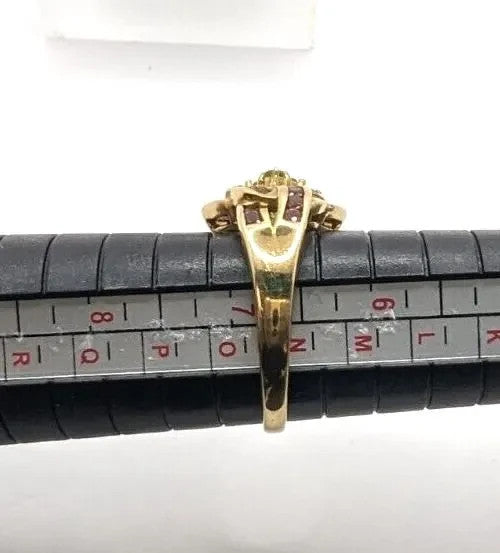 9ct Gold Tourmaline & Topaz Gemstone Ring Hallmarked Size N