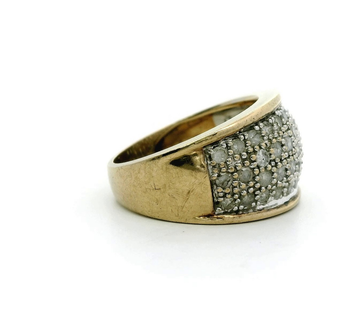 Men's Diamond Ring 9ct Yellow Gold Cluster Setting Hallmarked Size L 4.8g