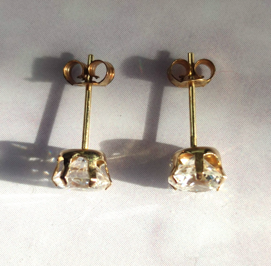 Vintage 9ct Yellow Gold Cubic Zirconia CZ Drop Earrings 12mm Hallmarked 375 1g