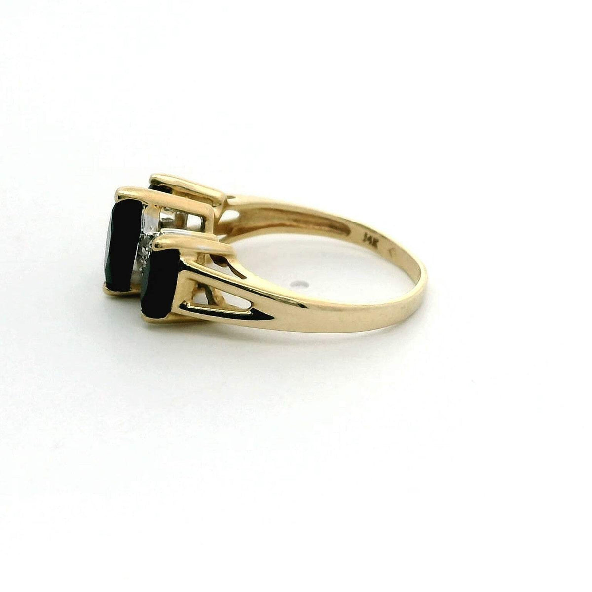 14ct Yellow Gold Ring Sapphire Diamond Stones Size L 14k Stamped 3g