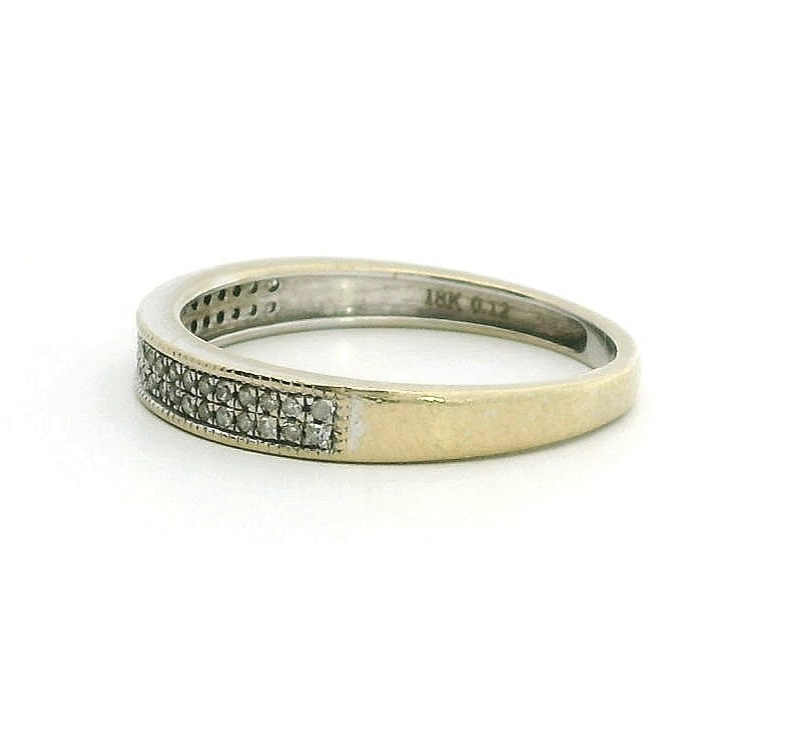 18ct White Gold Wedding Band Ring Diamond 0.12ct Stones Size M 1/2 Hallmarked 2g