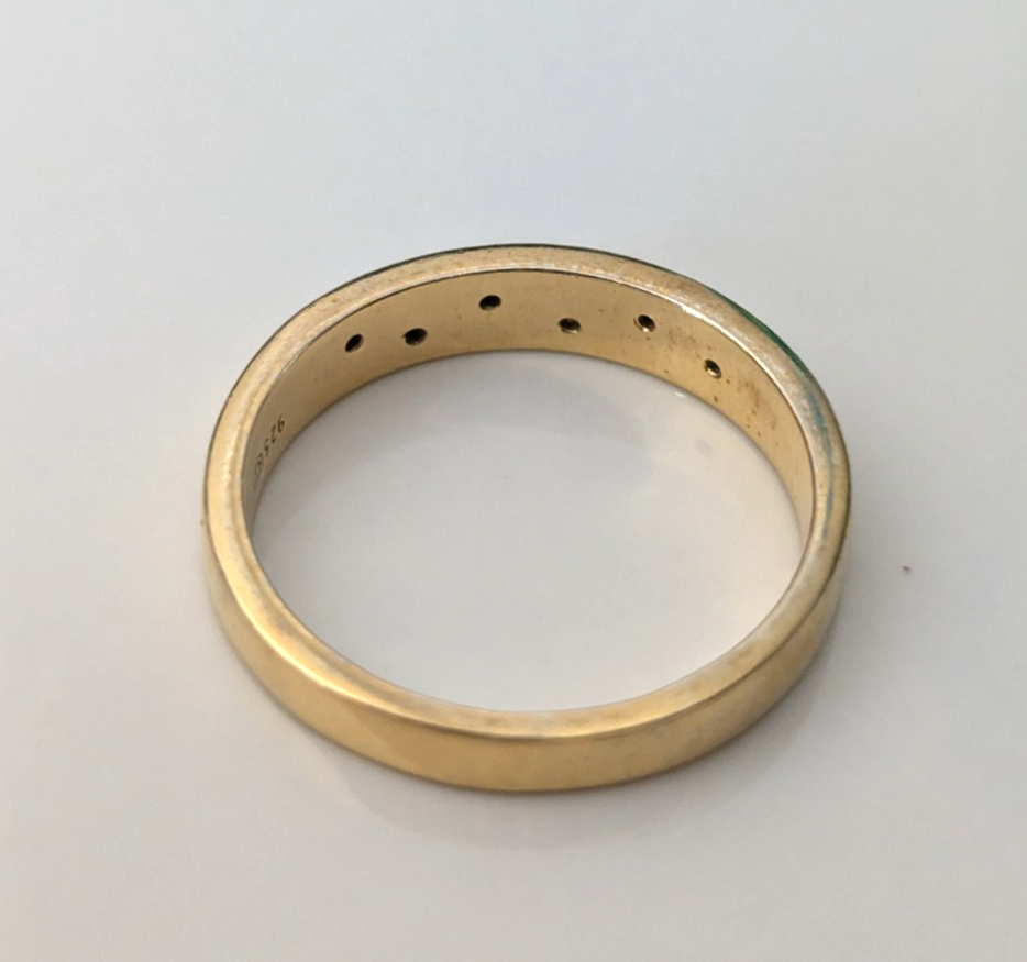 Gold on Silver Ring Multi Gemstones Round Cut 925 Stamped Size R 1/2 3.6g