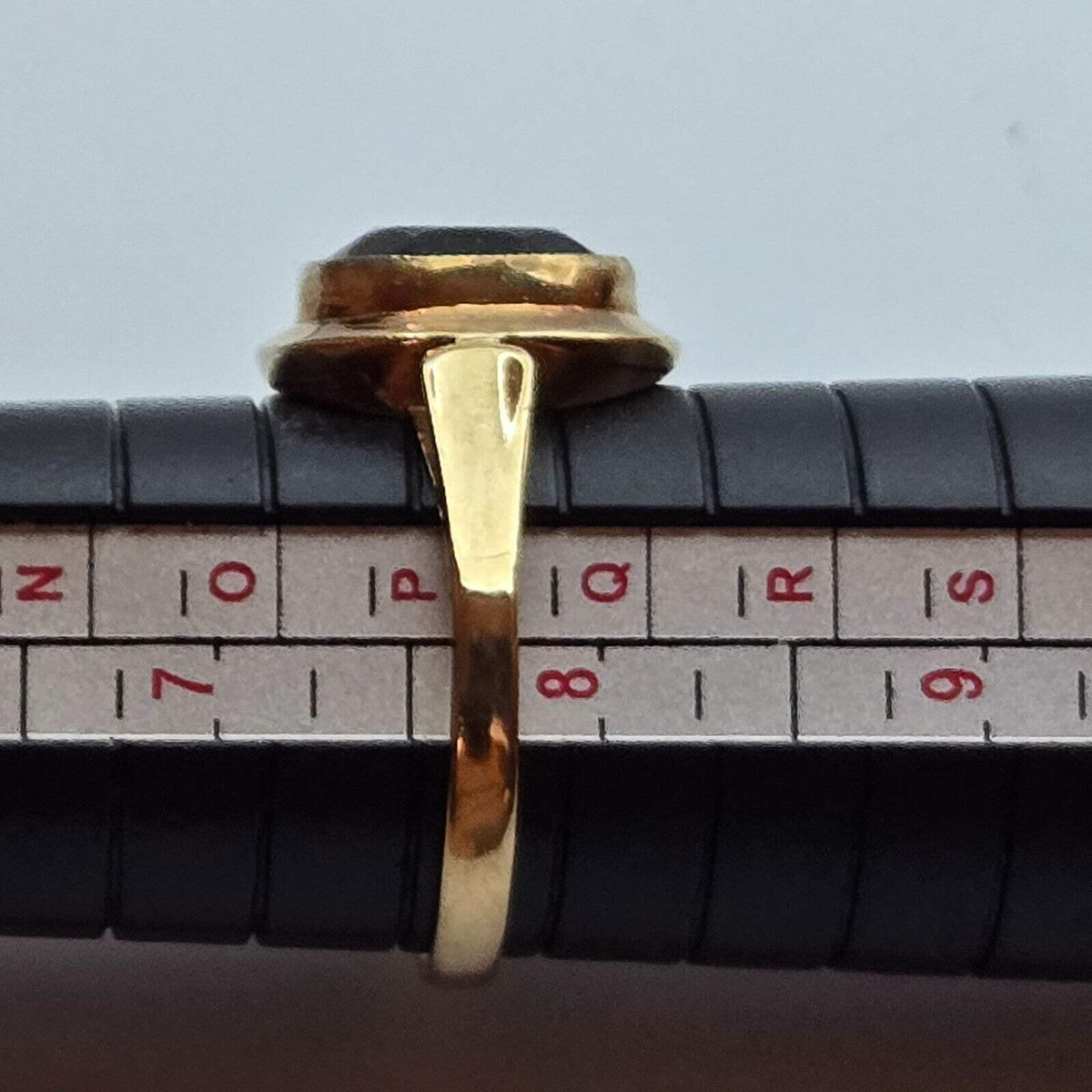 9ct Gold Ring Smokey Quartz 1975 Solid Band Hallmark Size P Vintage