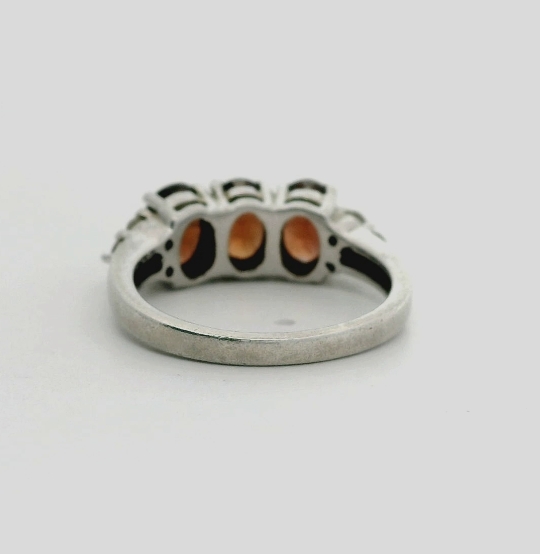 Silver Ring Zircon Stones 925 Stamped Size N Certification Prong Setting