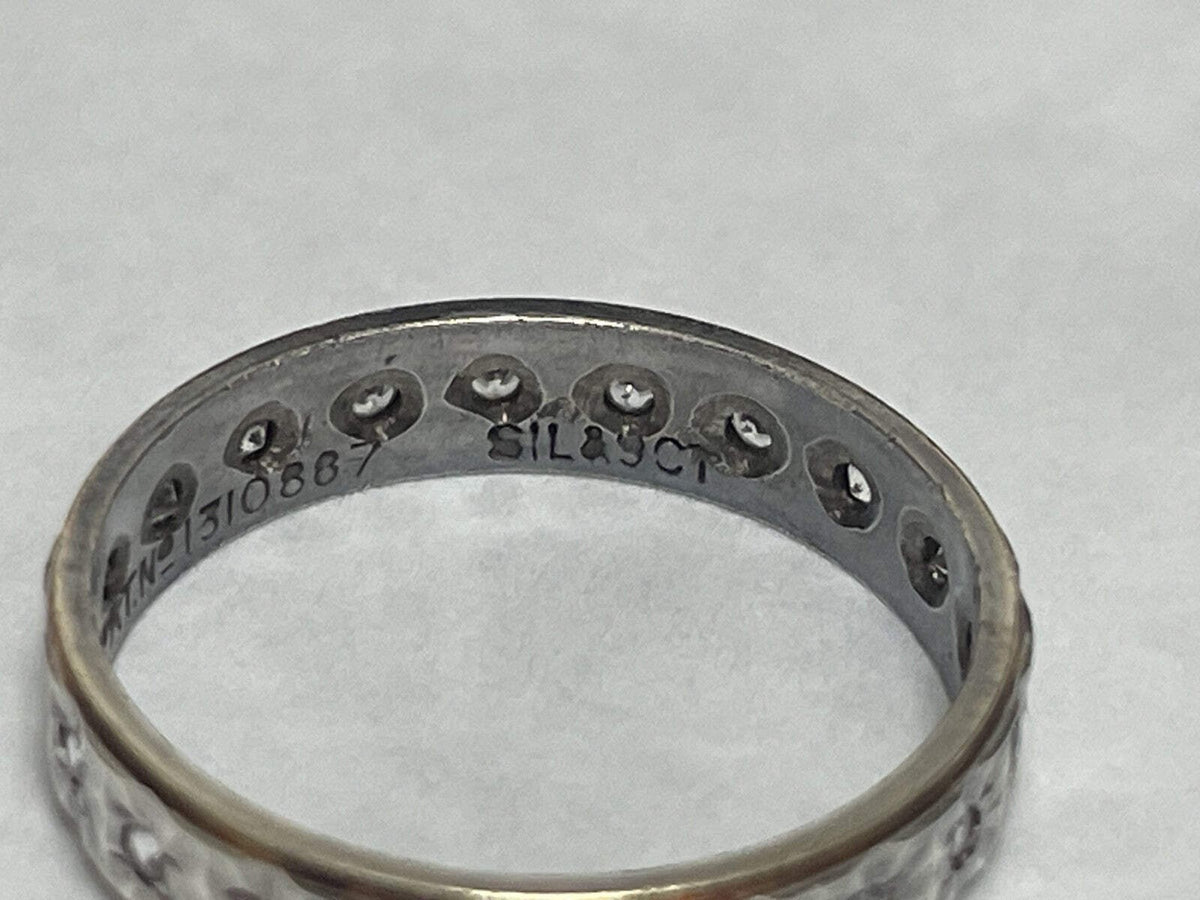 9ct Gold Silver Spinel Ring Size L 1/2 Hallmarked 375 Eternity Stacking