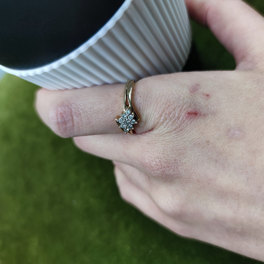 9ct Gold Ring Diamond Solid Band Hallmark Size N