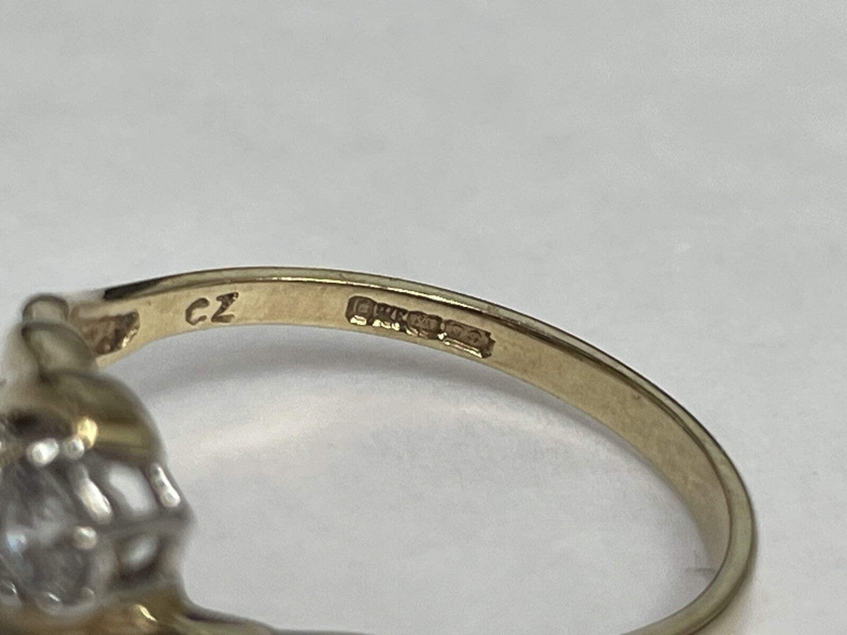 9ct Gold Ring Sapphire Twist Hallmark Size J 1/2 1.4g