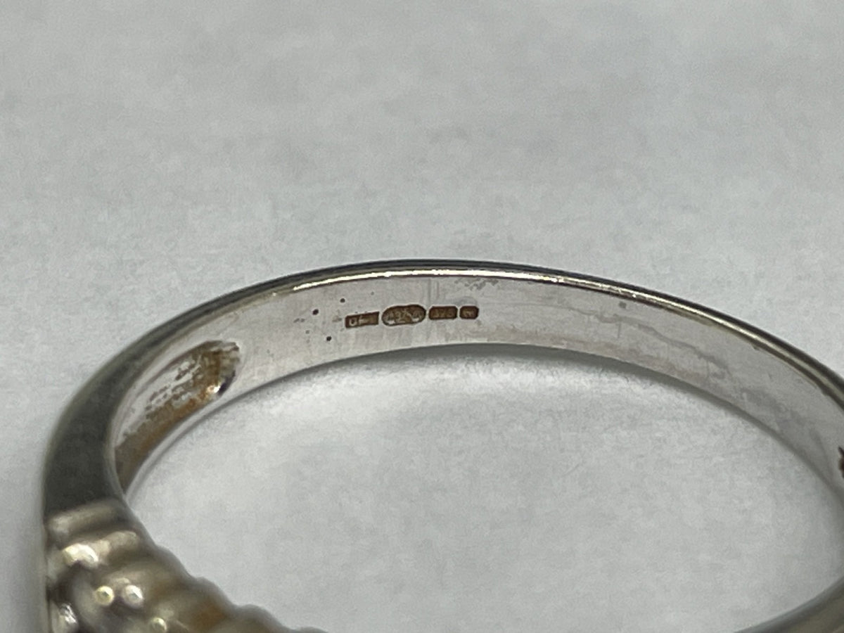 9ct White Gold Ring Diamond Stones Double Row Size M Hallmarked 2.1g