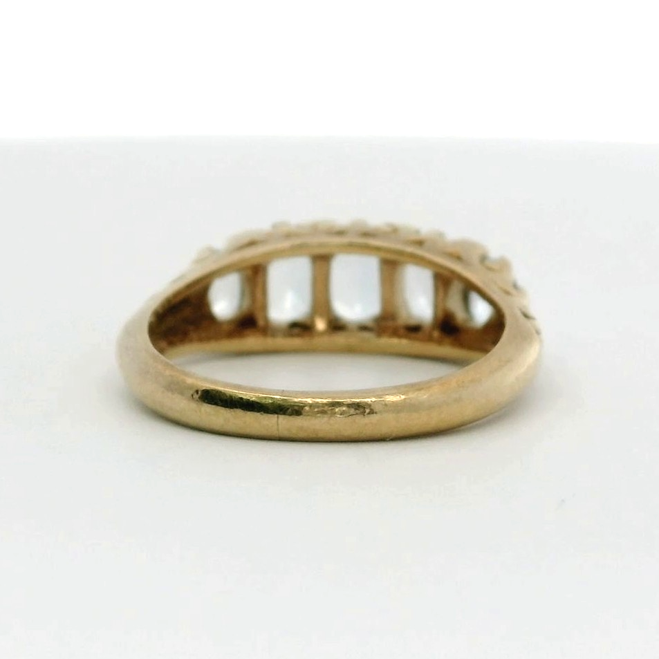 9ct Gold Ring Aquamarine and Diamond Sheffield Hallmark Size K 1/2