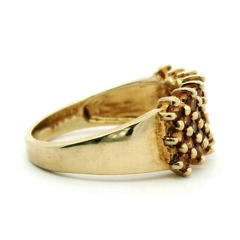 9ct Gold Ring Citrine Wide Band Hallmark Size S 1/2 4.6g