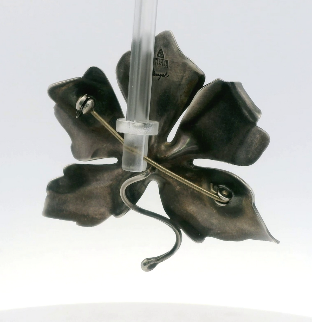Vintage Anton Michelsen Gertrud Engel 925 Sterling Silver Leaf Brooch Denmark