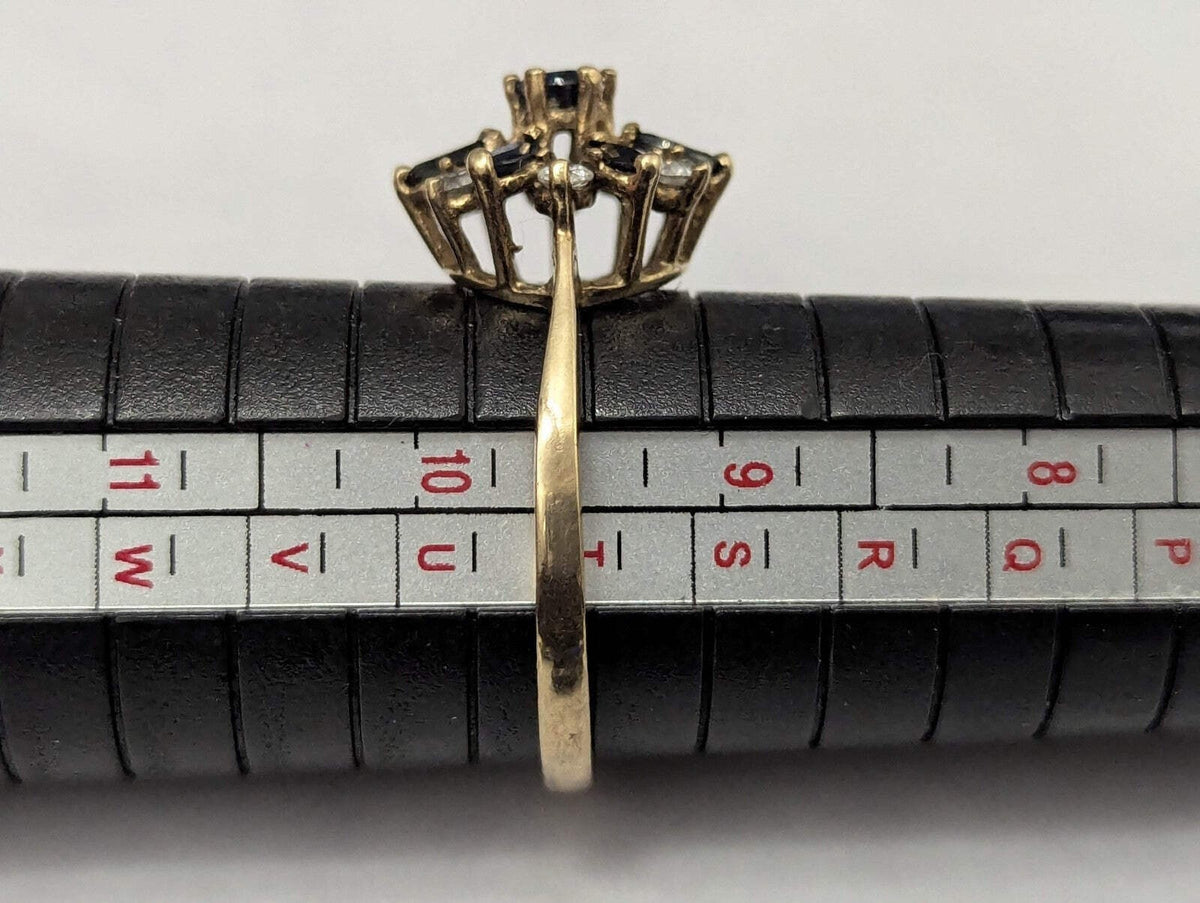 9ct Gold Ring Sapphire and Diamond Hallmark 1997 Size S 1/2