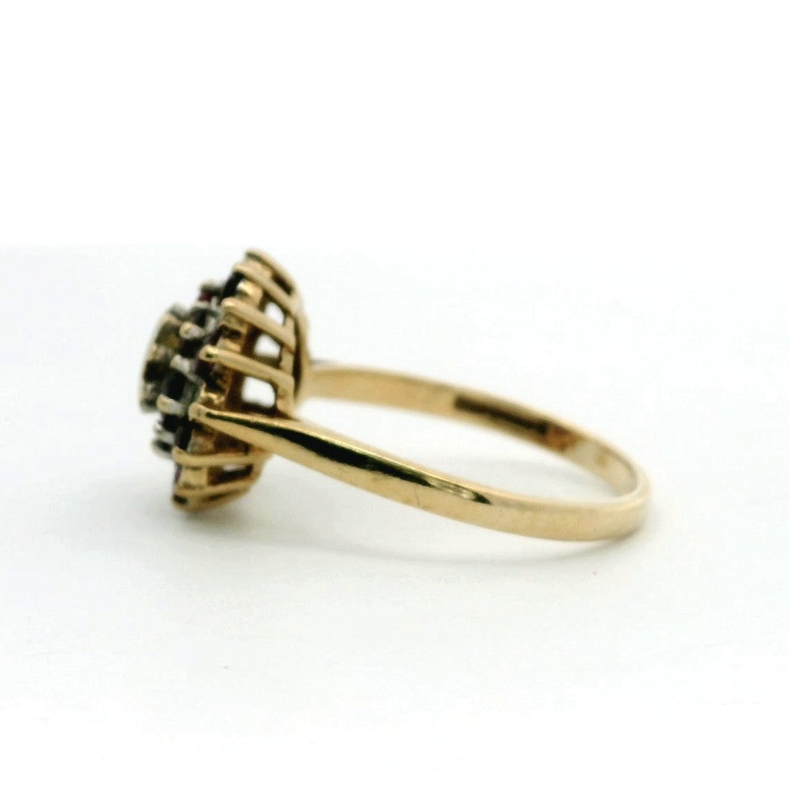 9ct Gold Ring Ruby and Diamond Hallmark Size O 1/2