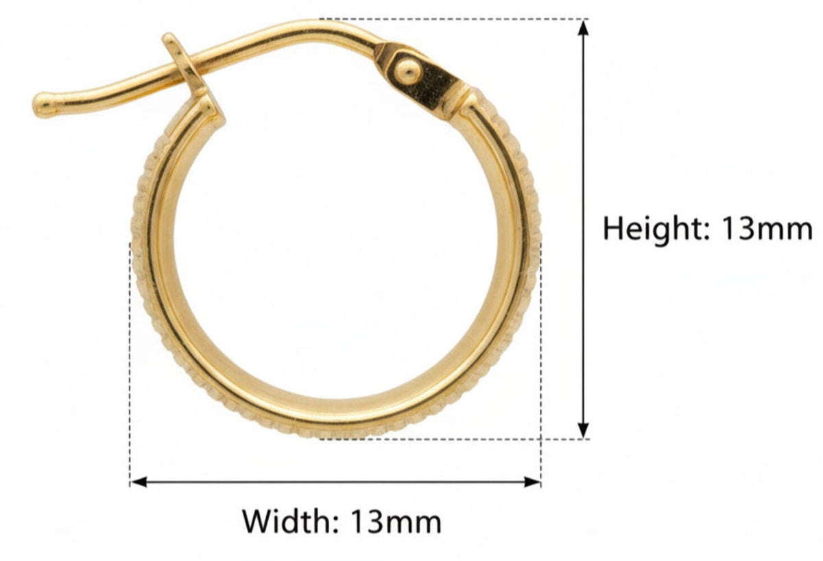 9ct Yellow Gold Small Cuff Earrings 375 Gold Stamped Size 13mm x 13mm