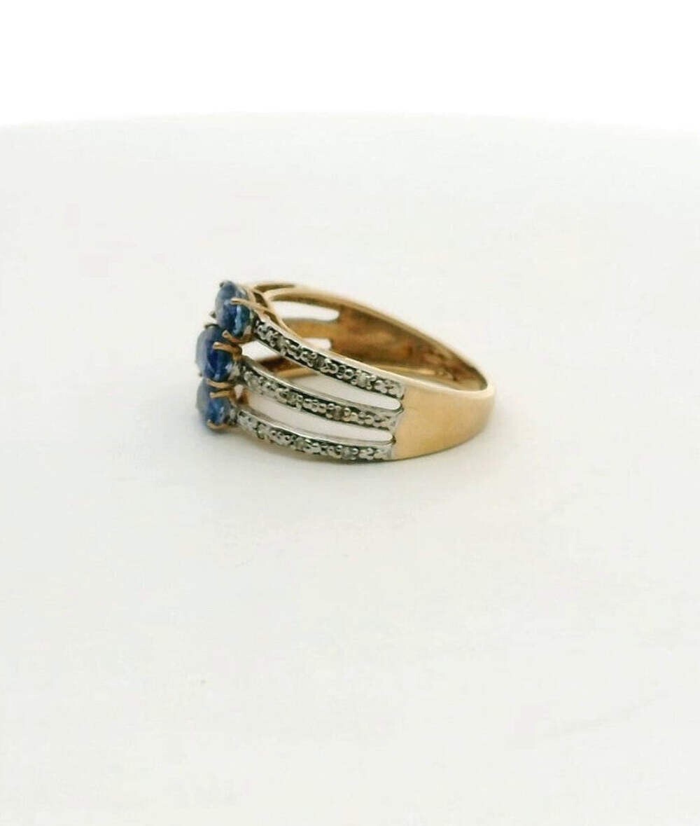 9ct Gold Ring Tanzanite and Diamond Hallmark Size O