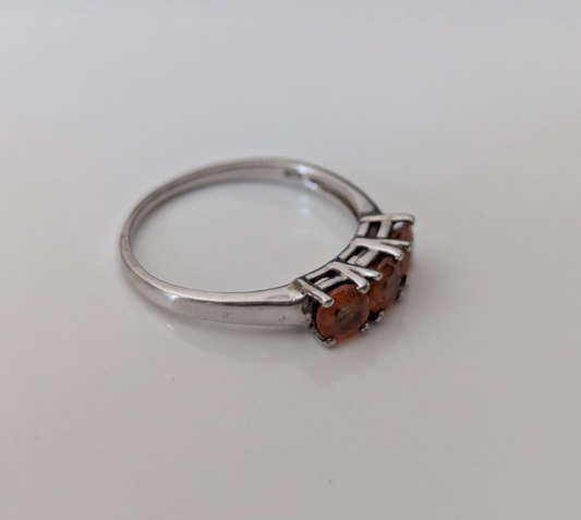 Silver Ring Mexican Fire Opal 925 Stamped Size Q 1.5g October Birthstone