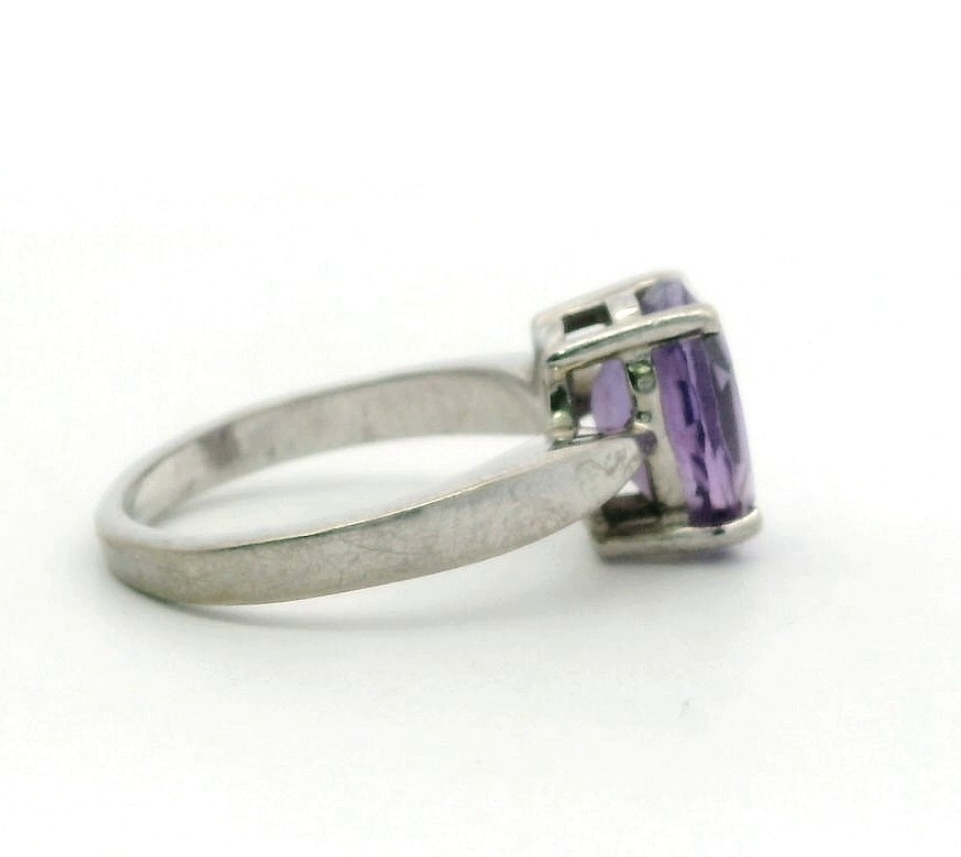 Silver Ring Amethyst 925 Stamped Size N Certificate 6g February Birthstone