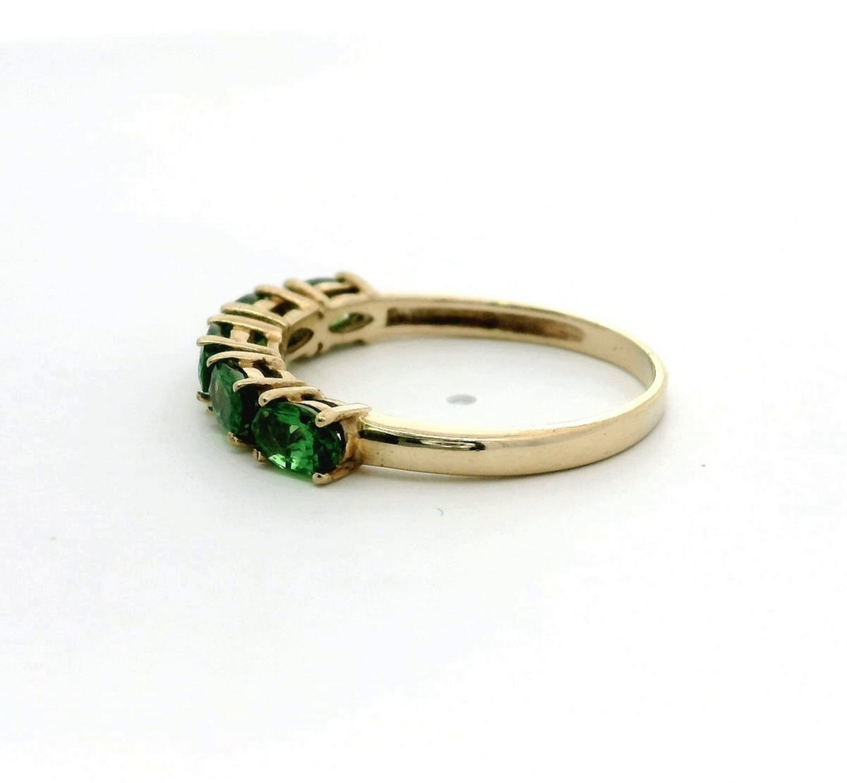 9ct Gold Green Diopside Ring Size R Five-Stone Prong Setting 2.1g