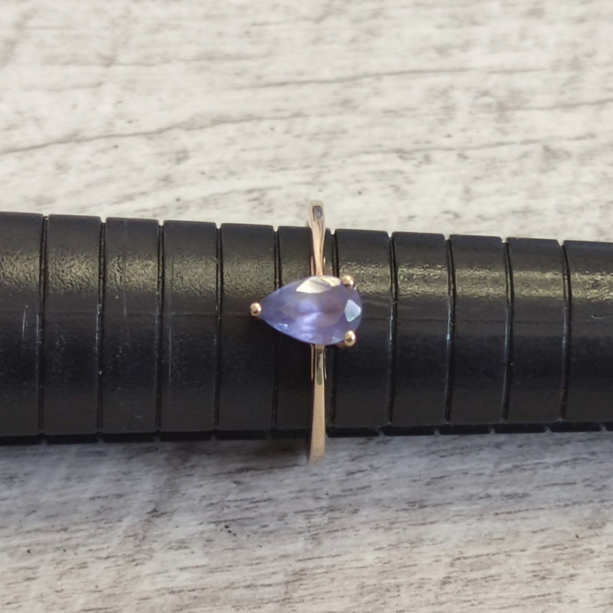 9ct Gold Ring Tanzanite Stone Size P 1/2 Hallmarked Pear Solitaire February 2g