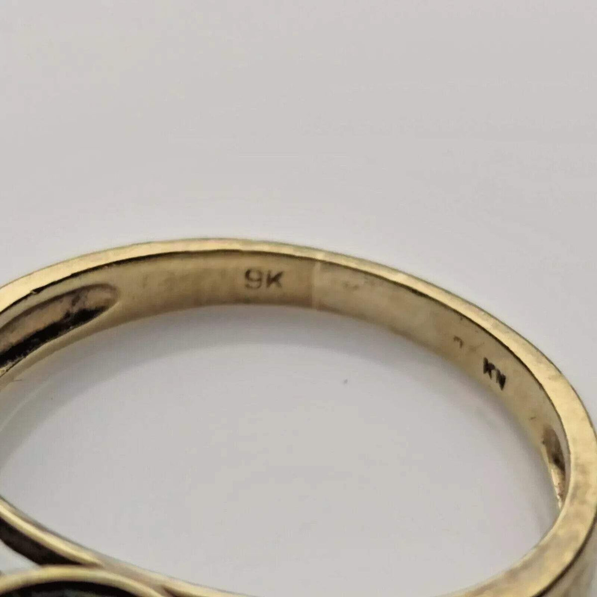 9ct Gold Ring Topaz And Diamond Solid Band Hallmark Size O 1/2