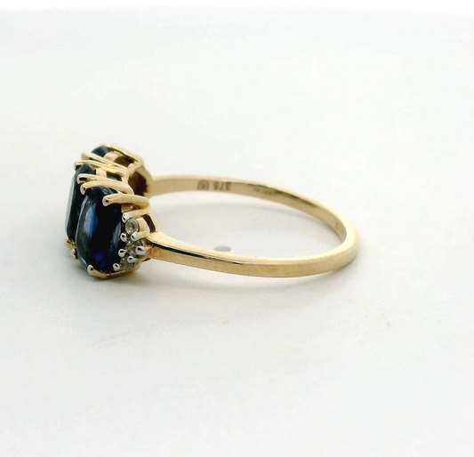 9ct Yellow Gold Ring Size Q Nilamani Zircon Stones Hallmarked Certification