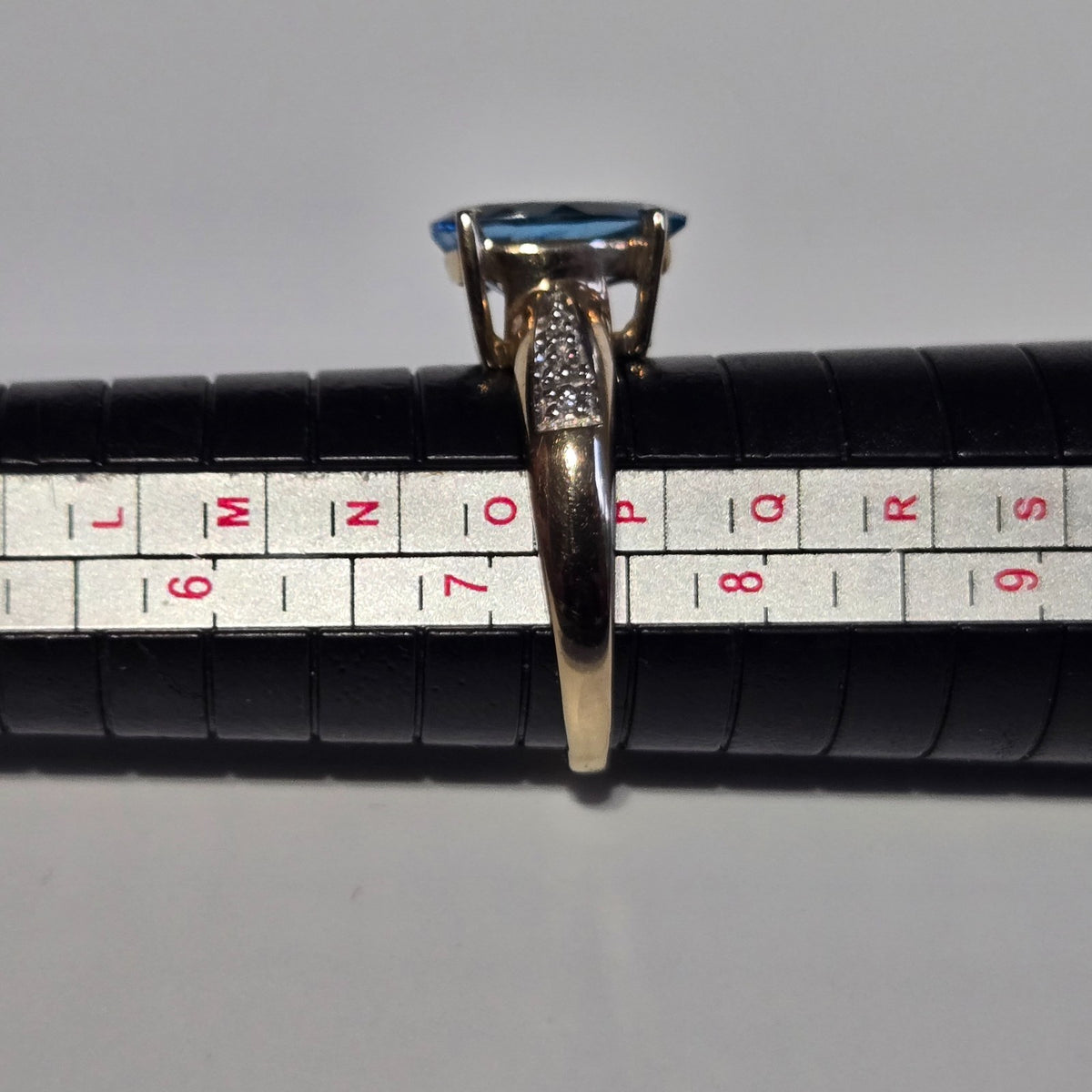 9ct Gold Ring Topaz Diamond Stones Size O Hallmarked 3.6g November Birthstone