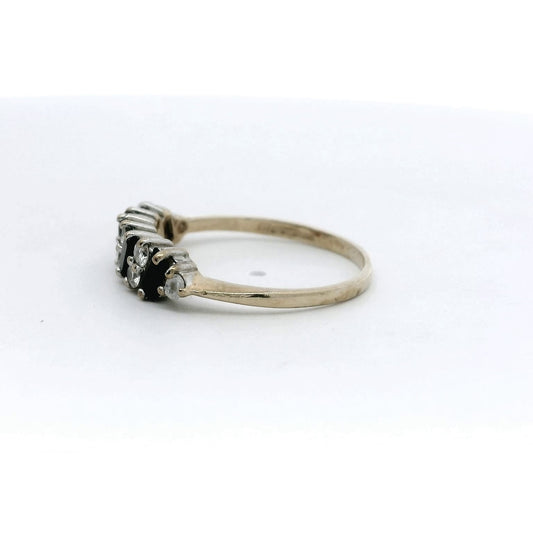 Vintage 9ct Gold Ring Sapphire Cubic Zirconia Stones Size P 1/2 UK Hallmarked 2g